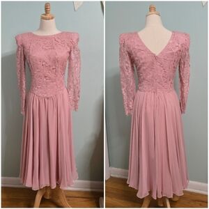 Vintage Pretty In Pink Lace Cotton Dancing Tea Dress From 60s